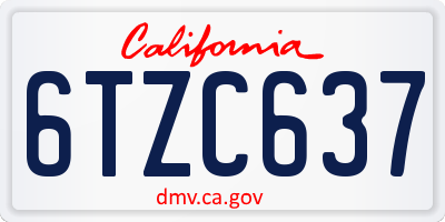 CA license plate 6TZC637