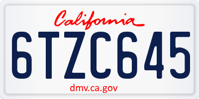 CA license plate 6TZC645