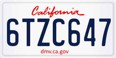 CA license plate 6TZC647