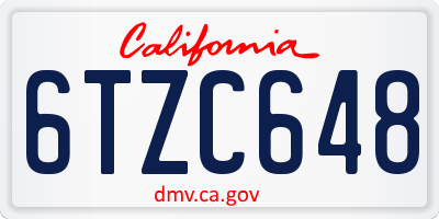 CA license plate 6TZC648