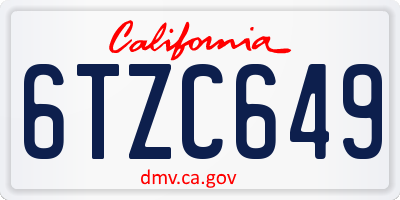 CA license plate 6TZC649