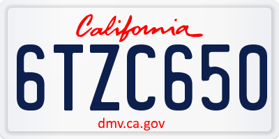 CA license plate 6TZC650