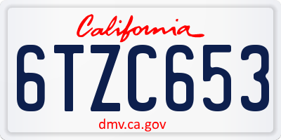 CA license plate 6TZC653