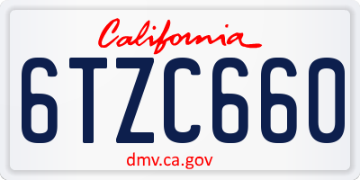 CA license plate 6TZC660