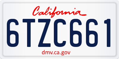 CA license plate 6TZC661