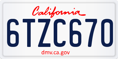 CA license plate 6TZC670