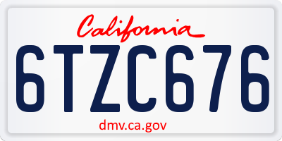 CA license plate 6TZC676