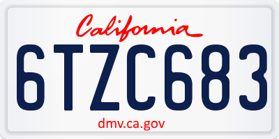 CA license plate 6TZC683