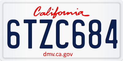 CA license plate 6TZC684