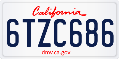 CA license plate 6TZC686