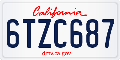 CA license plate 6TZC687