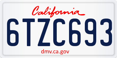 CA license plate 6TZC693