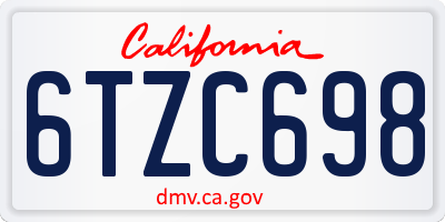 CA license plate 6TZC698