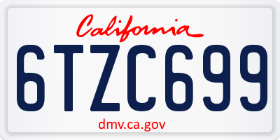 CA license plate 6TZC699
