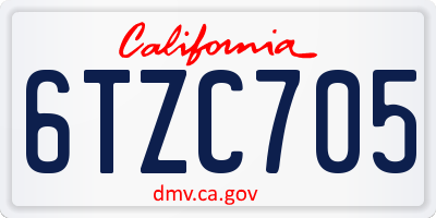 CA license plate 6TZC705