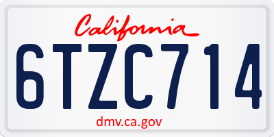 CA license plate 6TZC714