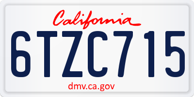 CA license plate 6TZC715