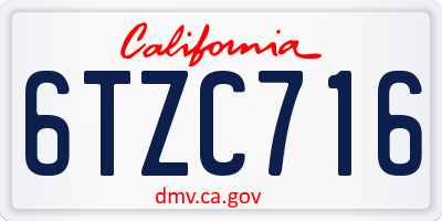 CA license plate 6TZC716