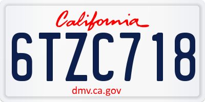 CA license plate 6TZC718