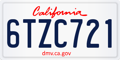CA license plate 6TZC721
