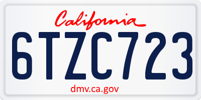 CA license plate 6TZC723