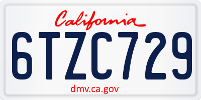 CA license plate 6TZC729