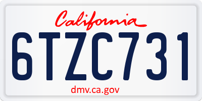 CA license plate 6TZC731