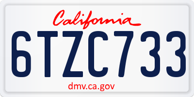 CA license plate 6TZC733