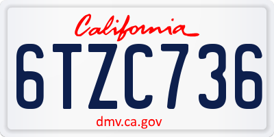 CA license plate 6TZC736