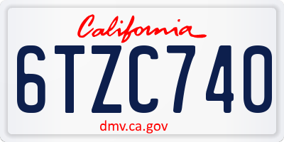 CA license plate 6TZC740