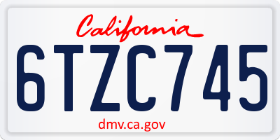 CA license plate 6TZC745
