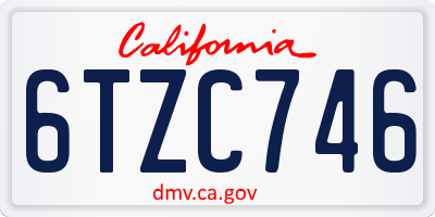 CA license plate 6TZC746