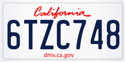 CA license plate 6TZC748