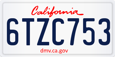 CA license plate 6TZC753
