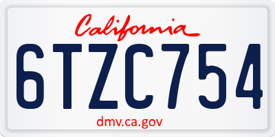 CA license plate 6TZC754