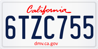 CA license plate 6TZC755