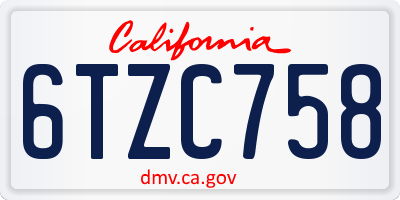 CA license plate 6TZC758