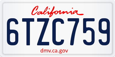 CA license plate 6TZC759