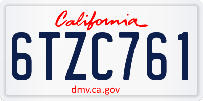 CA license plate 6TZC761