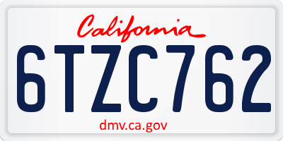 CA license plate 6TZC762