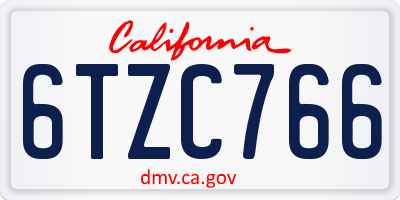 CA license plate 6TZC766