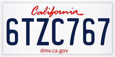 CA license plate 6TZC767