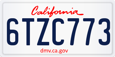CA license plate 6TZC773