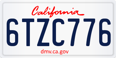 CA license plate 6TZC776