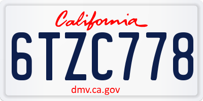 CA license plate 6TZC778