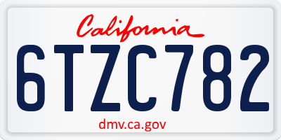 CA license plate 6TZC782
