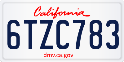 CA license plate 6TZC783