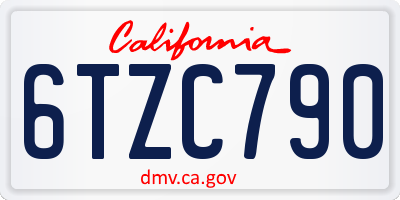 CA license plate 6TZC790