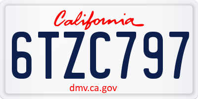 CA license plate 6TZC797