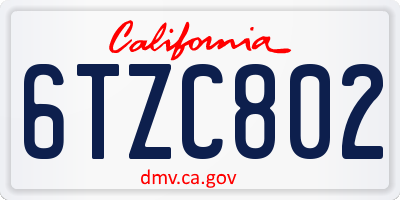 CA license plate 6TZC802